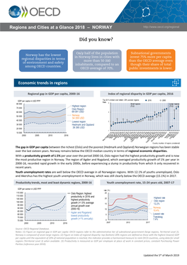 Regions and Cities at a Glance 2018 – NORWAY Economic Trends In