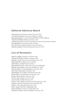 Editorial Advisory Board List of Reviewers