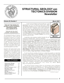 STRUCTURAL GEOLOGY TECTONICS DIVISION Newsletter