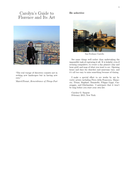 Carolyn's Guide to Florence and Its