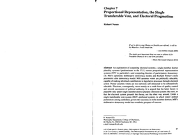 Proportional Representation, the Single Transferable Vote, and Electoral Pragmatism