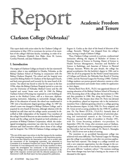 Academic Freedom and Tenure Clarkson College (Nebraska)1