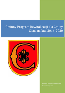 Gminny Program Rewitalizacji Dla Gminy Cisna Na Lata 2016-2020