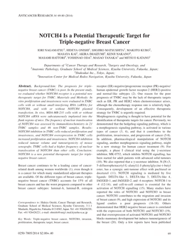 NOTCH4 Is a Potential Therapeutic Target for Triple-Negative Breast Cancer