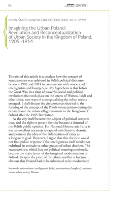 Imagining the Urban Poland: Revolution and Reconceptualization of Urban Society in the Kingdom of Poland, 1905‒1914