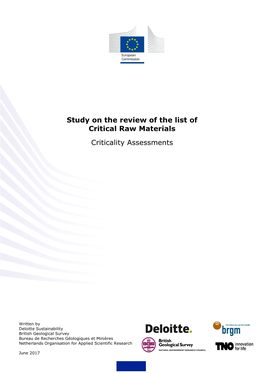 Study on the Review of the List of Critical Raw Materials Criticality Assessments