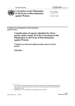 Consideration of Reports Submitted by States Parties Under Article 18 of the Convention on the Elimination of All Forms of Discrimination Against Women