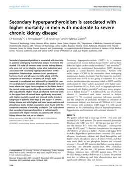 Secondary Hyperparathyroidism Is Associated with Higher Mortality In