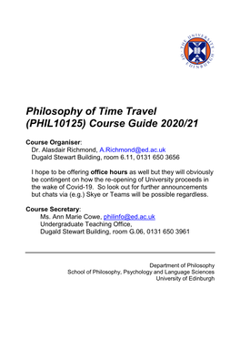 Philosophy of Time Travel (PHIL10125) Course Guide 2020/21