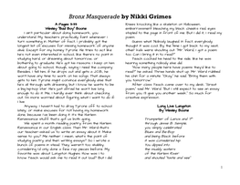 Bronx Masquerade ​By Nikki Grimes