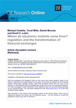 Where Do Electronic Markets Come From? Regulation and the Transformation of Financial Exchanges