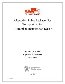 Adaptation Policy Packages for Transport Sector - Mumbai Metropolitan Region