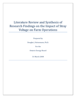 Literature Review and Synthesis of Research Findings on the Impact of Stray Voltage on Farm Operations