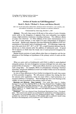 Action of Auxin on Cell Elongation* David L