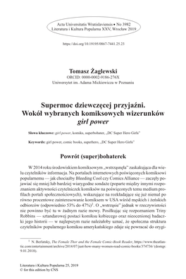 Supermoc Dziewczęcej Przyjaźni. Wokół Wybranych Komiksowych Wizerunków Girl Power