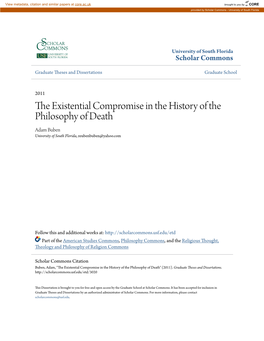 The Existential Compromise in the History of the Philosophy of Death Adam Buben University of South Florida, Reubenbuben@Yahoo.Com