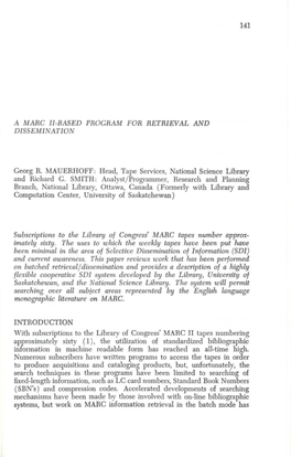 A Marc Ii-Based Program for Retrieval and Dissemination