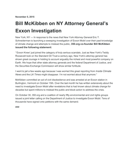 Bill Mckibben on NY Attorney General's Exxon Investigation