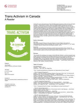 Trans Activism in Canada a Reader