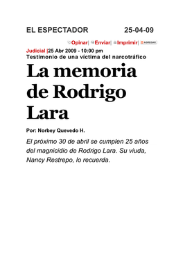 La Memoria De Rodrigo Lara