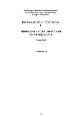 International Congress I Problems and Prospects Of