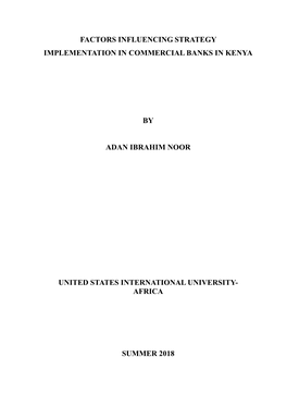 Factors Influencing Strategy Implementation in Commercial Banks in Kenya