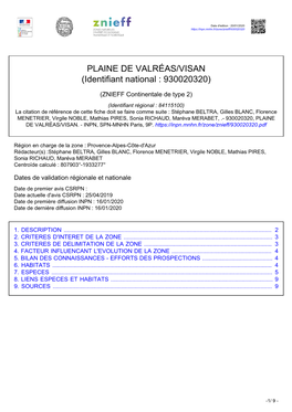 PLAINE DE VALRÉAS/VISAN (Identifiant National : 930020320)