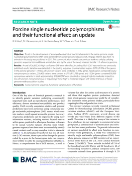 Porcine Single Nucleotide Polymorphisms and Their Functional Effect: an Update