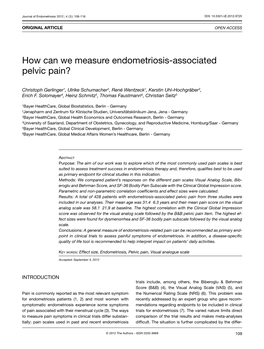 How Can We Measure Endometriosis-Associated Pelvic Pain?