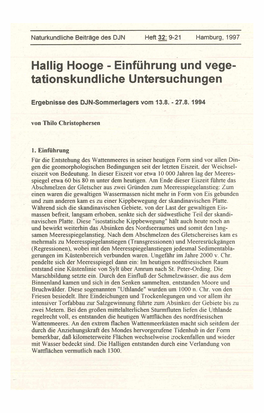 Hallig Hooge - Einführung Und Vege- Tationskundliche Untersuchungen