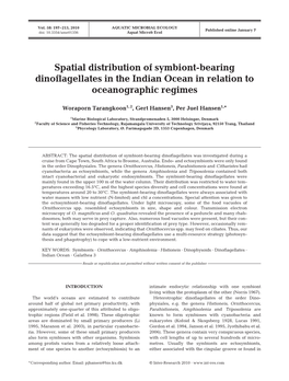 Spatial Distribution of Symbiont-Bearing Dinoflagellates in the Indian Ocean in Relation to Oceanographic Regimes