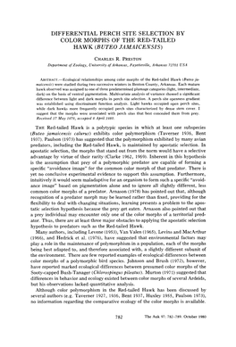 Differential Perch Site Selection by Color Morphs of the Red-Tailed Hawk (B Uteo Jamaicensis)