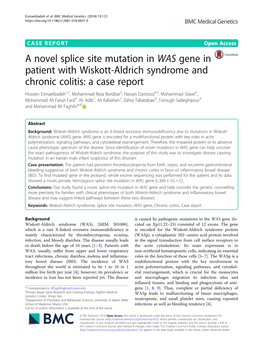 A Novel Splice Site Mutation in WAS Gene in Patient with Wiskott-Aldrich