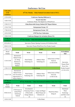 Conference Outline 1 Day Prior to the 16Th Oct