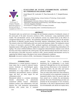 118 Abstract Evaluation of In-Vivo Anti-Rheumatic