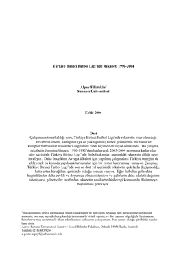 Türkiye Birinci Futbol Ligi'nde Rekabet, 1990-2004