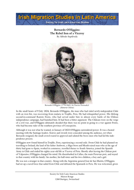 Bernardo O'higgins: the Rebel Son of a Viceroy by Alfredo Sepúlveda