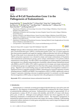 Role of B-Cell Translocation Gene 1 in the Pathogenesis of Endometriosis