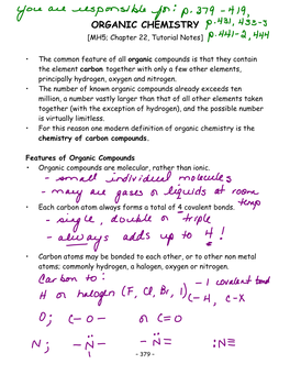 ORGANIC CHEMISTRY [MH5; Chapter 22, Tutorial Notes]