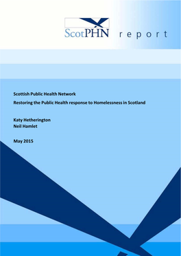 Restoring the Public Health Response to Homelessness in Scotland