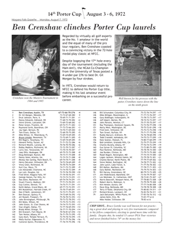 1972 Niagara Falls Gazette Monday, August 7, 1972 Ben Crenshaw Clinches Porter Cup Laurels