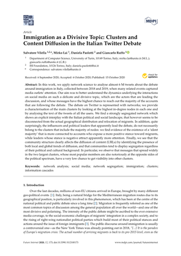 Immigration As a Divisive Topic: Clusters and Content Diffusion in the Italian Twitter Debate