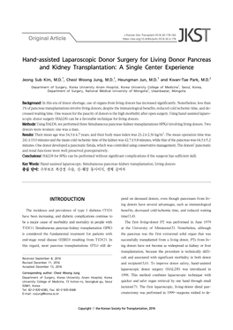 Hand-Assisted Laparoscopic Donor Surgery for Living Donor Pancreas and Kidney Transplantation: a Single Center Experience