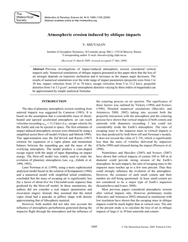 Atmospheric Erosion Induced by Oblique Impacts