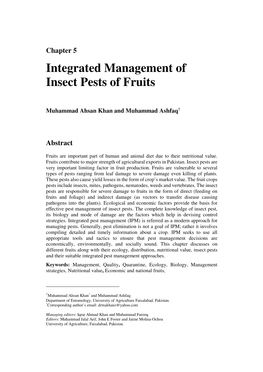 Integrated Management of Insect Pests of Fruits