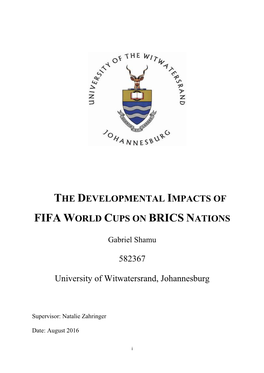 The Developmental Impacts of Fifa World Cups on Brics