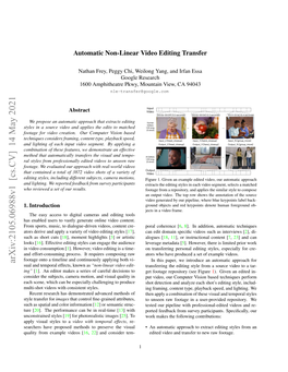 Automatic Non-Linear Video Editing Transfer