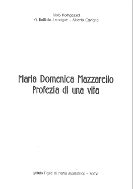 Maria Domenica Mazzareuo Profczi O Di Una Vita