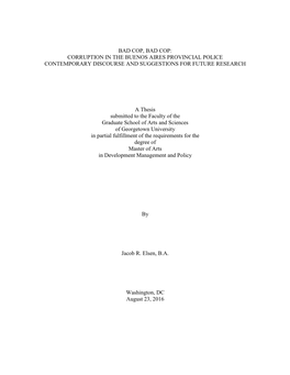 Corruption in the Buenos Aires Provincial Police Contemporary Discourse and Suggestions for Future Research