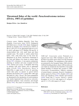 Threatened Fishes of the World: Parachondrostoma Turiense (Elvira, 1987) (Cyprinidae)